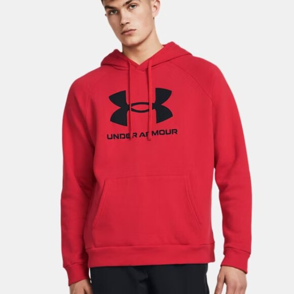 Under Armour Boys Size YXL Red Fleece Loose Fit Front Pocket Sweatshirt Hooded - Picture 1 of 12